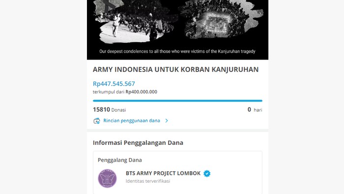 Doa Netizen & Donasi Fans BTS untuk Korban Tragedi Kanjuruhan