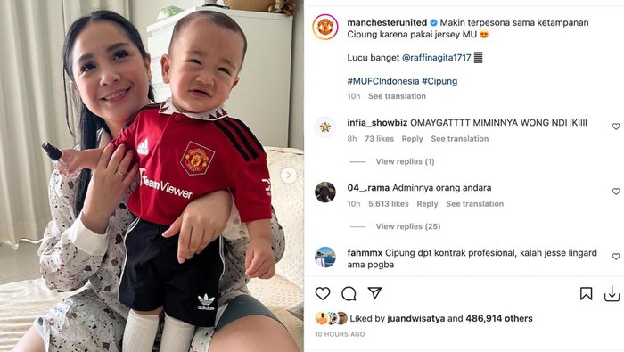 Kok Ada Foto Nagita Slavina dan Cipung di IG Manchester United?