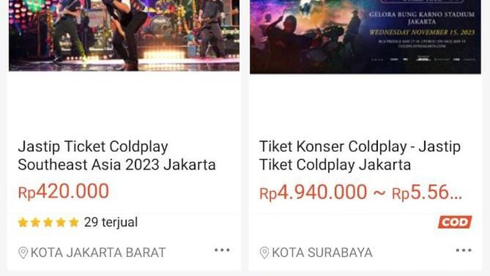 Calo Jual Tiket Coldplay Rp 30 Juta di Ecommerce Itu Dilarang!