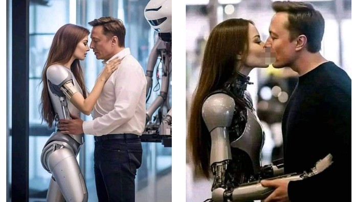 Foto Viral Elon Musk Cium Robot Perempuan