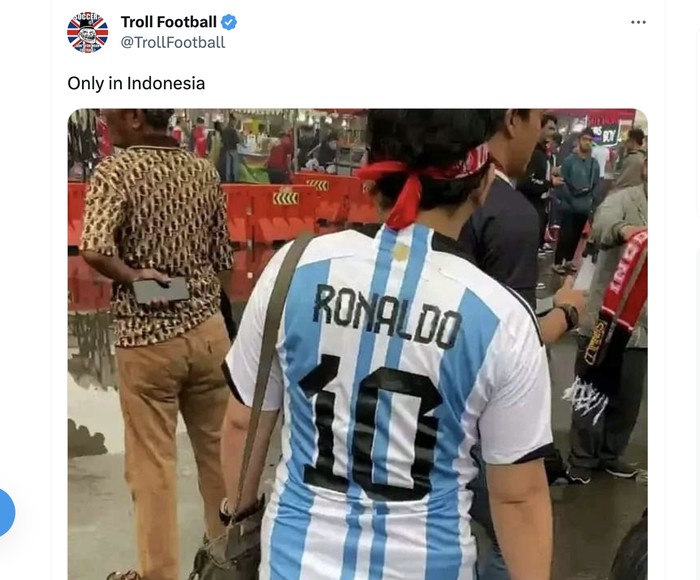 Viral Fans Indonesia Pakai Jersey Argentina Tapi Namanya Ronaldo