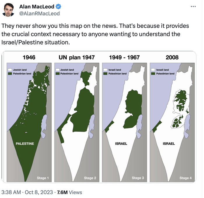 Viral Lagi Peta Palestina yang Menyusut dari Masa ke Masa