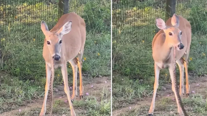 Video Viral Rusa Santai 'Ngunyah' Ular, Internet Gempar
