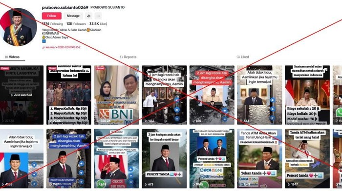 Ramai Akun Penipuan 'Prabowo Berbagi Berkah', TikTok Bertindak