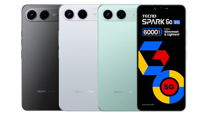 Tecno Spark Go 5G Rilis, Desain Mirip iPhone 17 Air Harga Rp 1 Jutaan